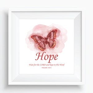 Women’s Christian Faith Butterfly Bible Verse - Hope – Psalms 130:5 ...