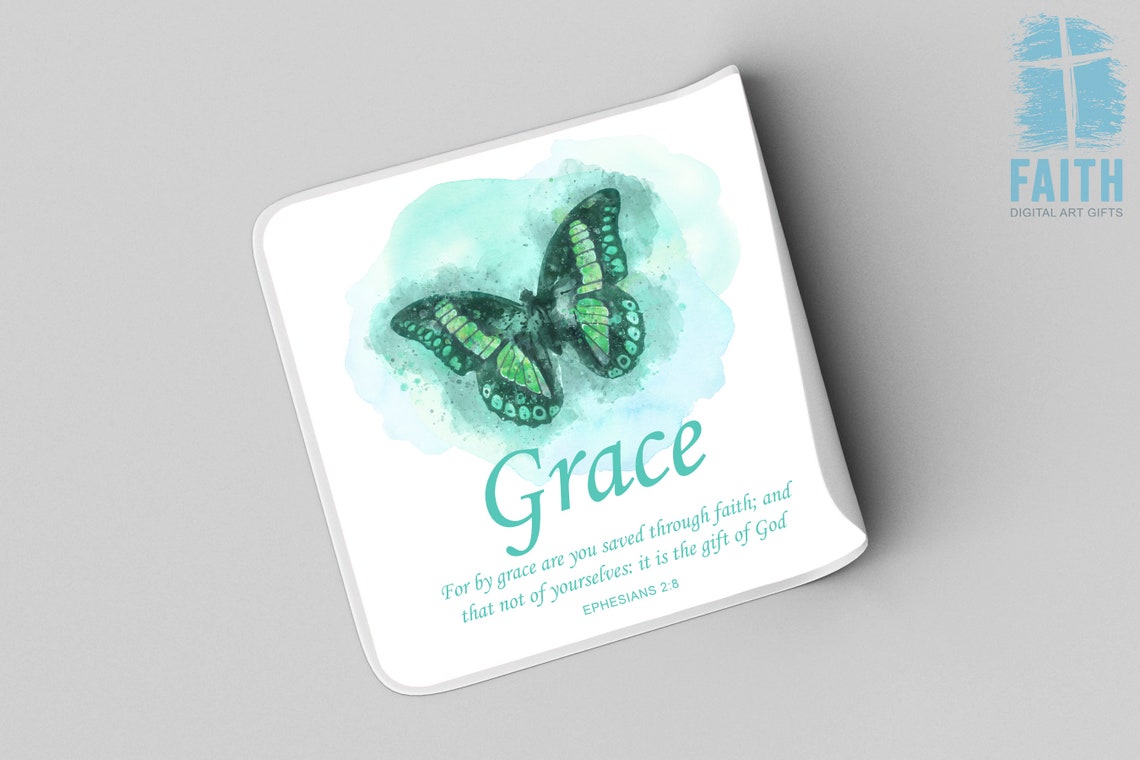 Women’s Christian Faith Butterfly Bible Verse - Grace – Ephesians 2:8 ...