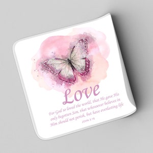 Women’s Christian Faith Butterfly Bible Verse - Love – John 3:16 ...
