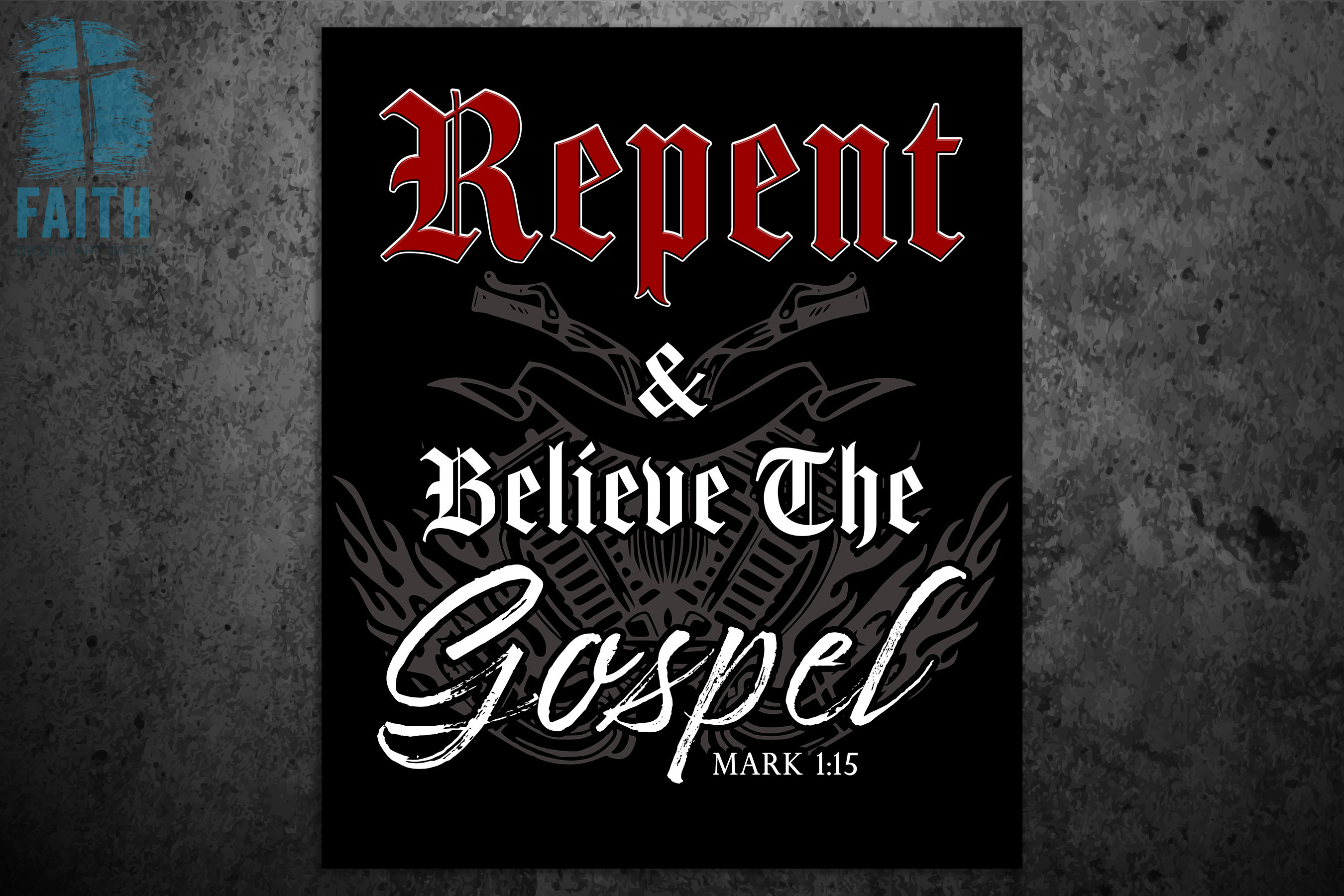 Motorcycle Biker Gospel Print – Christian Faith, Mark 1:15