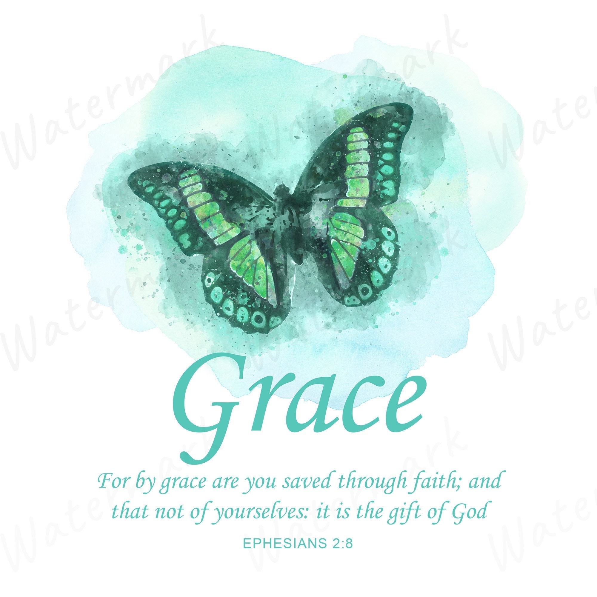 Women’s Christian Faith Butterfly Bible Verse - Grace – Ephesians 2:8 ...
