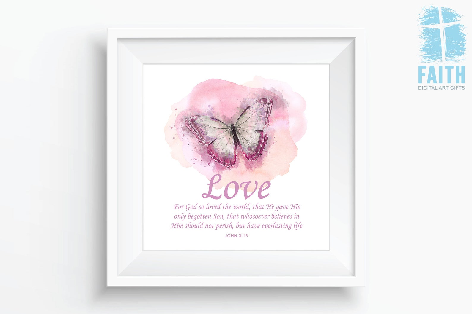 Women’s Christian Faith Butterfly Bible Verse - Love – John 3:16 ...