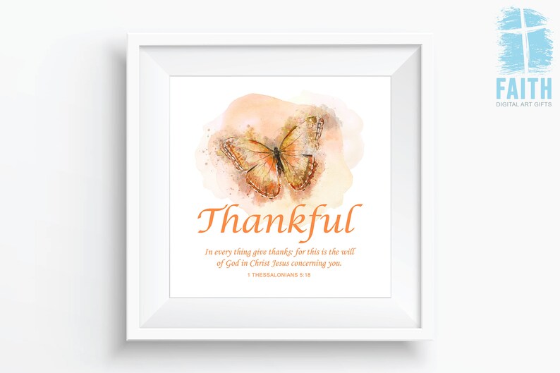 Women’s Christian Faith Butterfly Bible Verse - Thankful – 1 ...