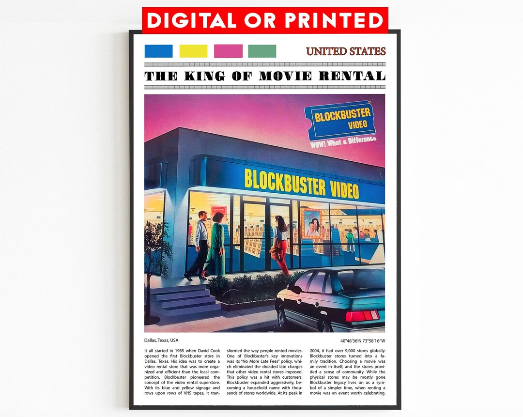 Blockbuster Video Retro Poster, Vintage Movie Poster Printable, Custom ...