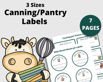 Printable Canning And Pantry Labels | Instant Download | 8.5x11 PDF| Mason Jar Labels