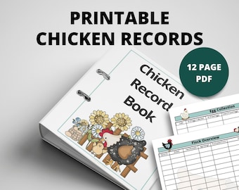 Libro de registros de pollos imprimible / Descarga instantánea / PDF 8.5x11 / Rastreador de rebaños de pollos en el patio trasero / Libro de registro de aves de corral / Rastreador de huevos