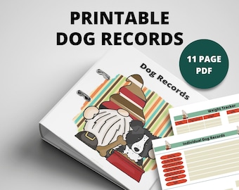Printable Dog Records Book | Instant Download | 8.5x11 PDF| Dog Tracker