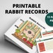 Minimal Ink Printable Rabbit Records Page | Instant Download | 8.5x11 ...