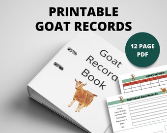 Printable Goat Records Book Minimal Ink | Instant Download | 8.5x11 PDF| Homestead Goat Care Tracker | Ink Saver Goat Records