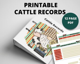 Printable Cattle Records Book | Instant Download | 8.5x11 PDF| Homestead Cattle Care Tracker