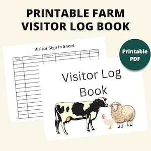 Minimal Ink Printable Farm Visitor Log Book | Instant Download | 8.5x11 PDF| Homestead Visitor Tracker | Visitor Sign In Book | Sign In Form