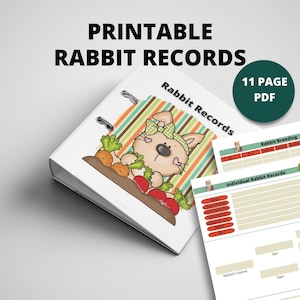 Printable Rabbit Records Book | Instant Download | 8.5x11 PDF| Homestead Rabbit Care Tracker