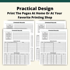 Printable Livestock Records Page | Instant Download | 8.5x11 PDF| Homestead Livestock Care Tracker Sheet | Farm Animal Tracker Minimal Ink image 2