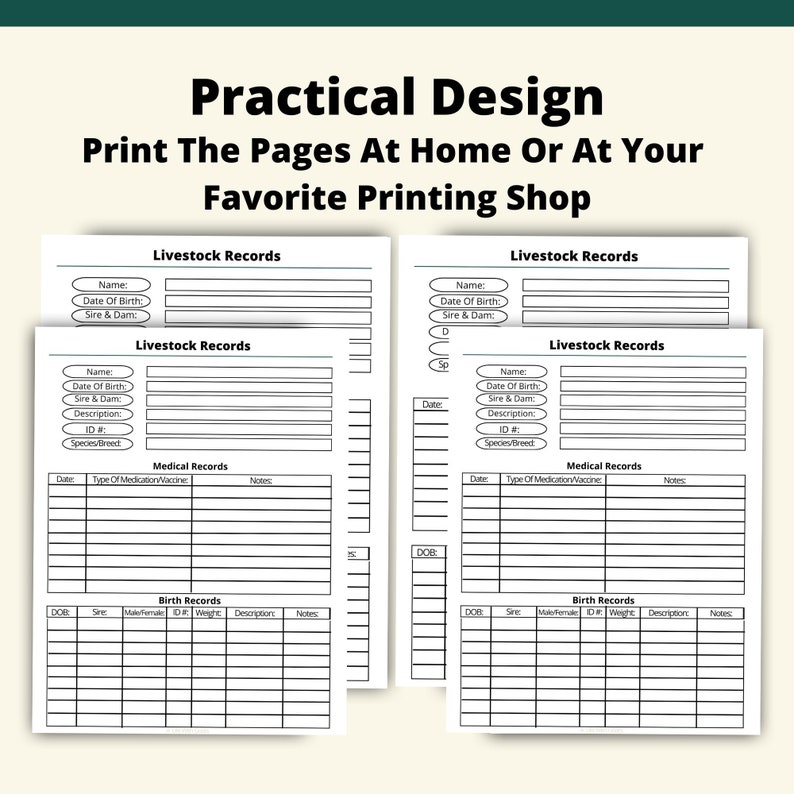Printable Livestock Records Page | Instant Download | 8.5x11 PDF| Homestead Livestock Care Tracker Sheet | Farm Animal Tracker Minimal Ink image 2