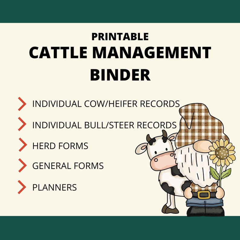 Printable Cattle Management Binder | Instant Download | 8.5x11 PDF ...