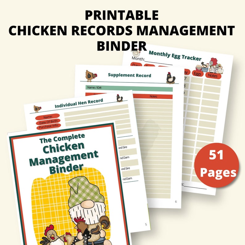 Printable Chicken Management Binder Instant Download 8.5x11 PDF Chicken
