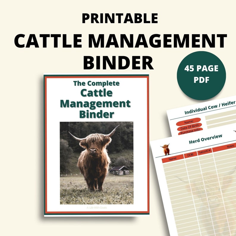 Printable Highland Cattle Management Binder | Instant Download | 8.5x11 ...