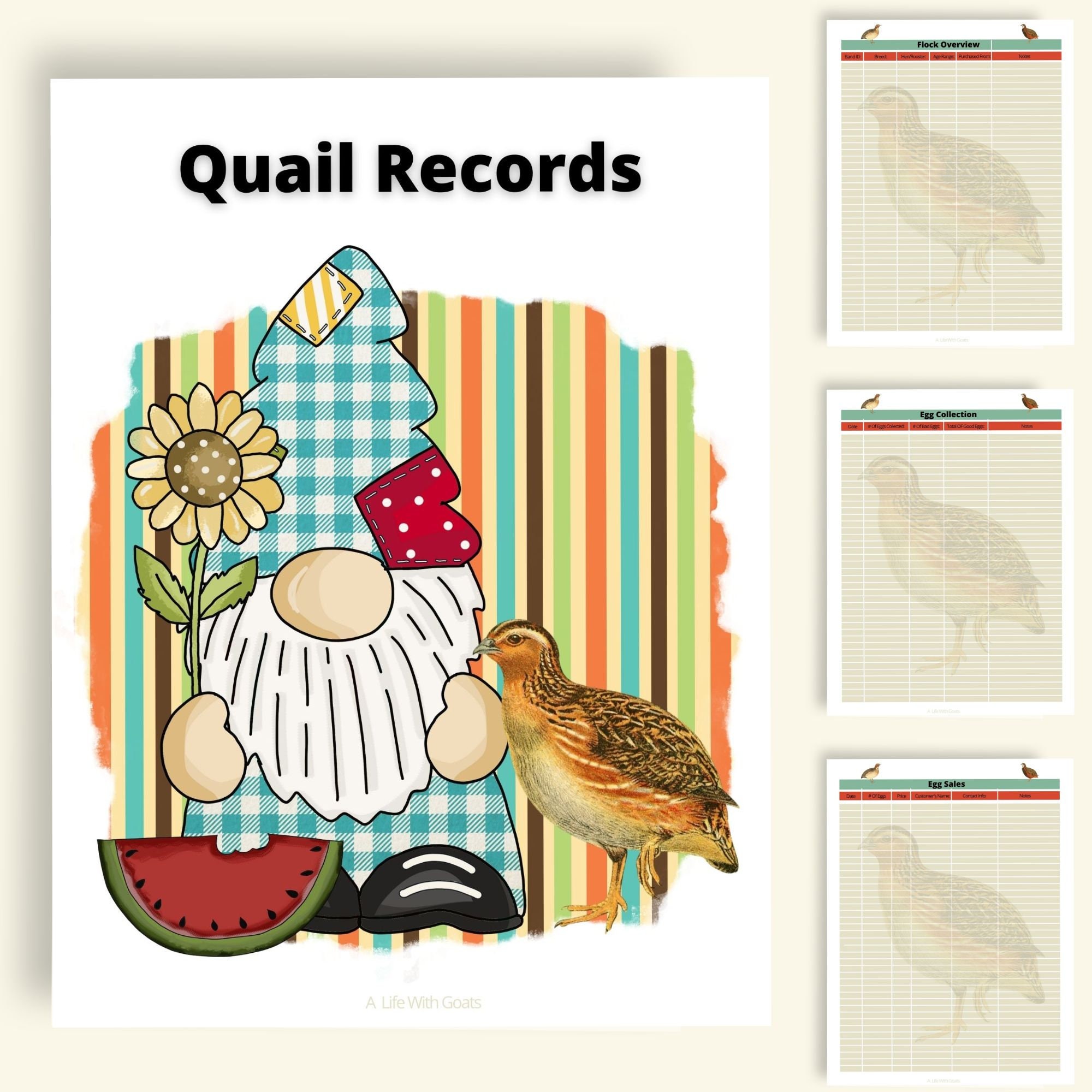Printable Quail Records Book | Instant Download | 8.5x11 PDF| Quail Flock Tracker - Etsy