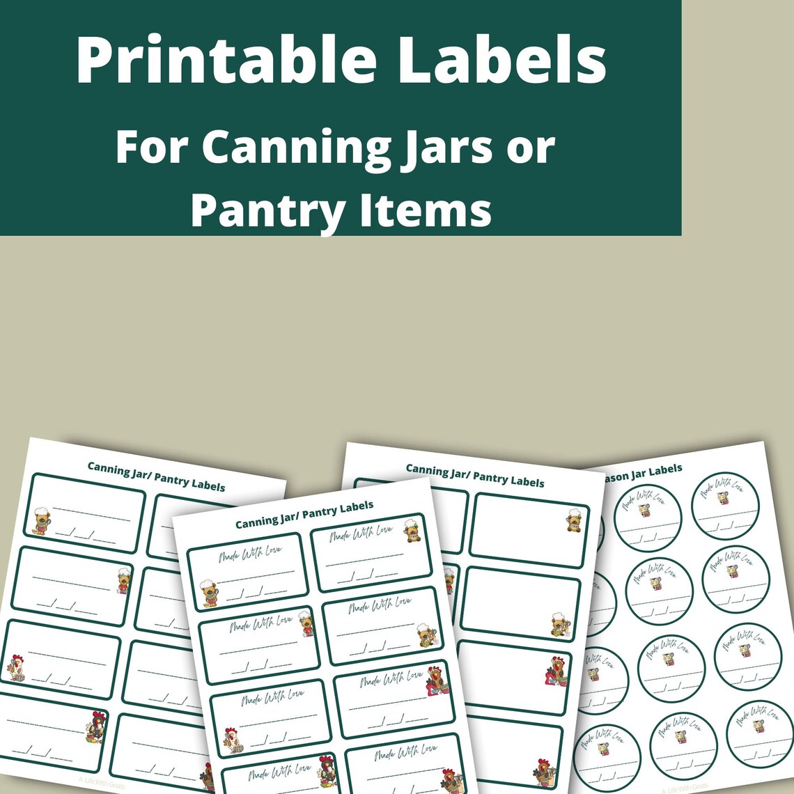 Printable Canning and Pantry Labels Instant Download 8.5x11 PDF Mason ...