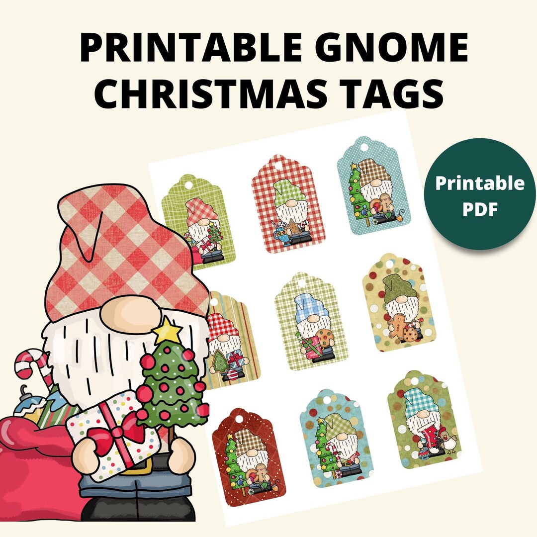 Printable Country Gnome Christmas Gift Tags | Instant Download | 8.5x11 ...