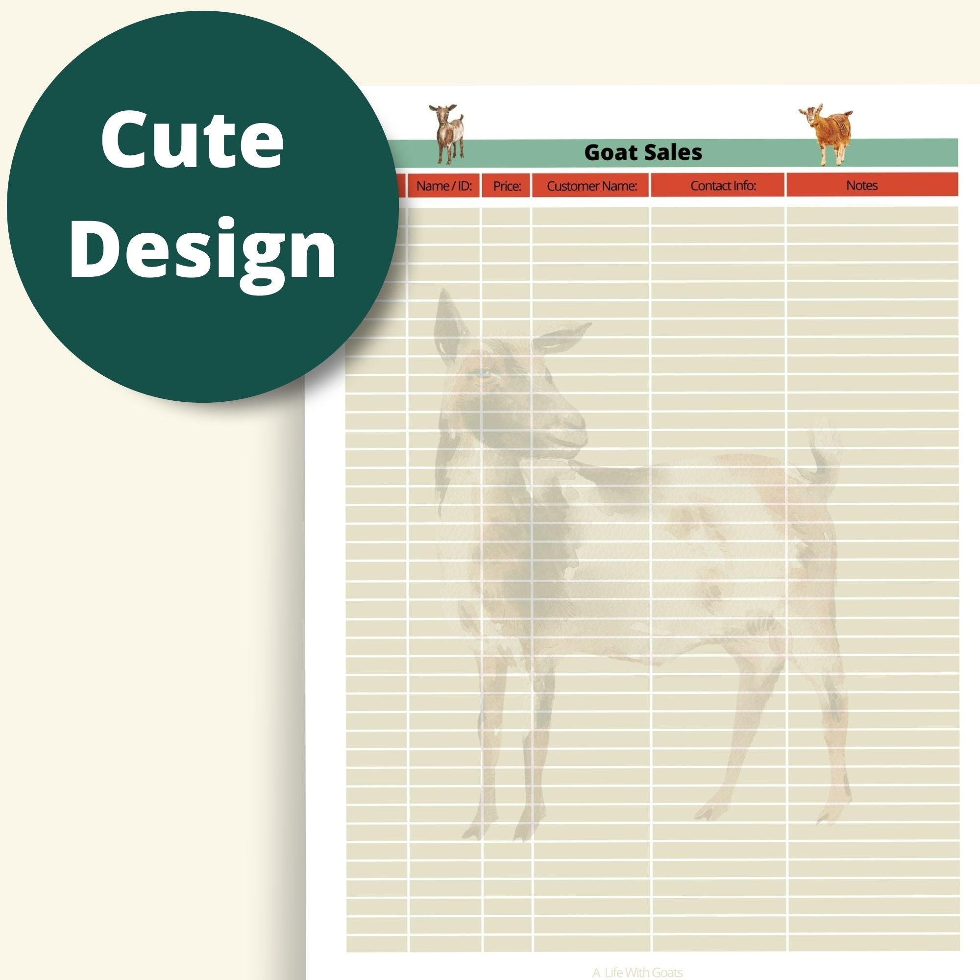 Printable Goat Records Book Instant Download 8.5x11 PDF Homestead Goat ...