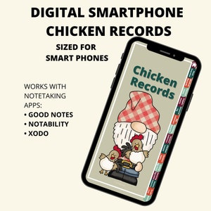 Livre numérique des records de poulet pour smartphone | Téléchargement instantané | Agenda Goodnotes | Notabilité | Xodo | Tracker de poulet Homestead avec lien hypertexte