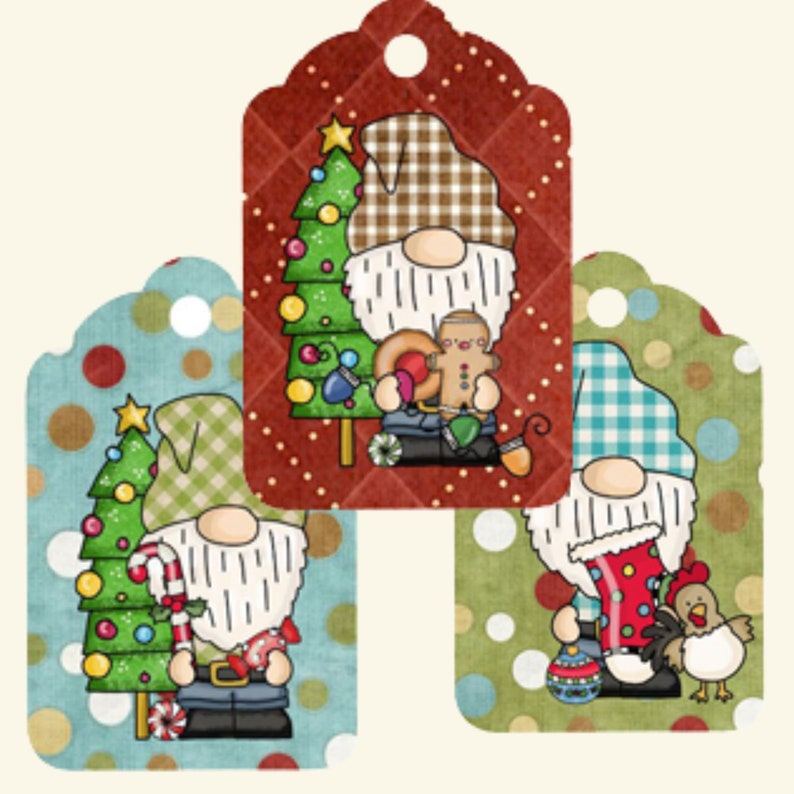 Printable Country Gnome Christmas Gift Tags | Instant Download | 8.5x11 ...