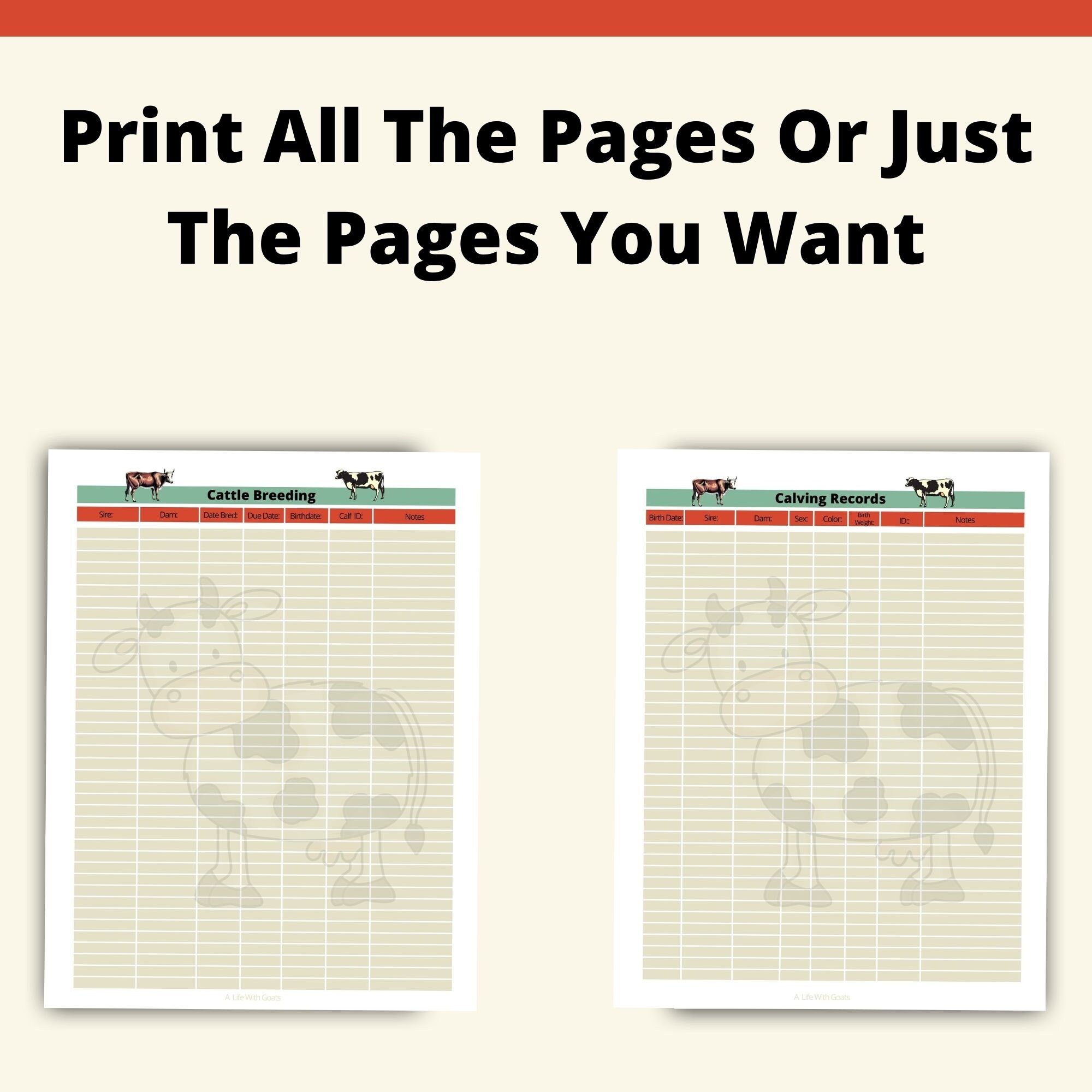Printable Cattle Records Book | Instant Download | 8.5x11 PDF ...