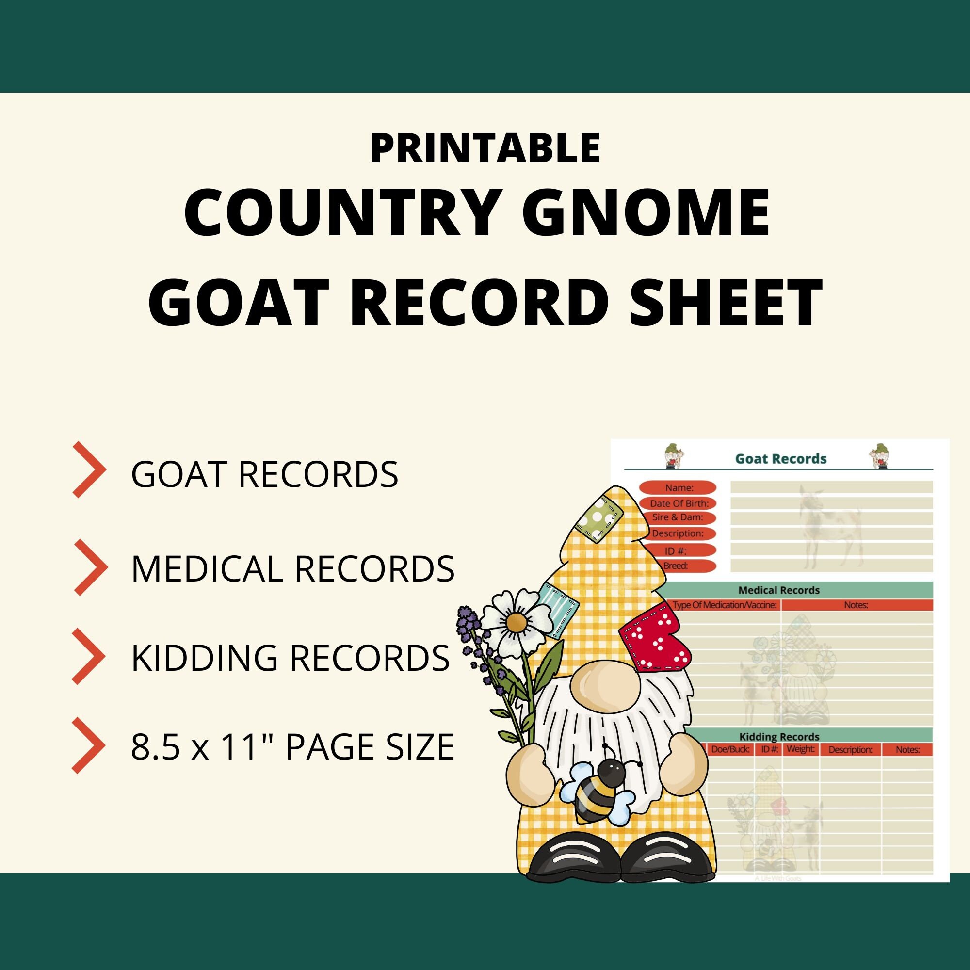 Printable Goat Records Page Instant Download 8.5x11 PDF - Etsy