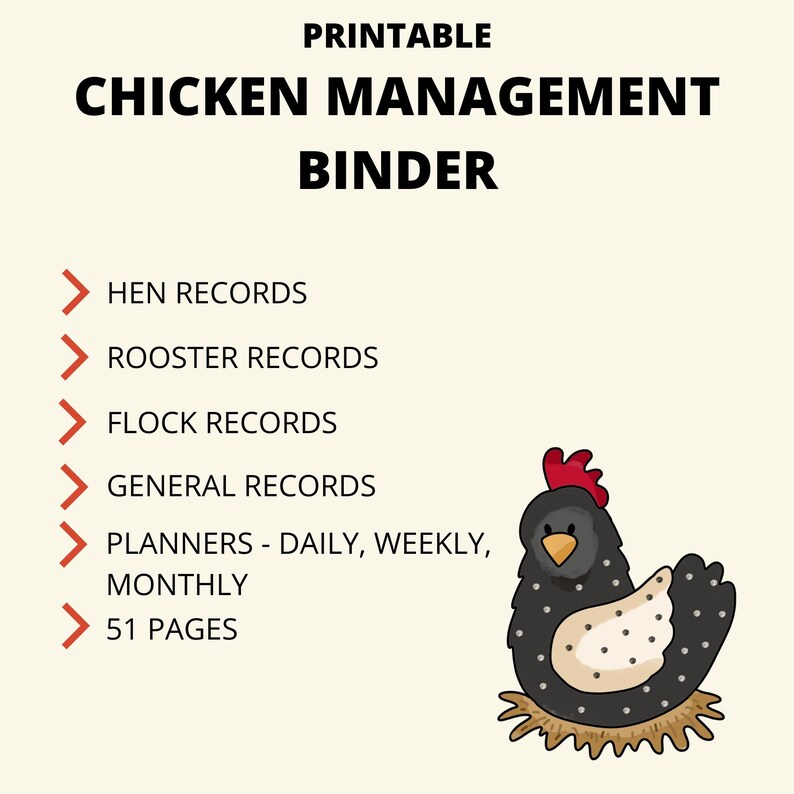 Printable Chicken Management Binder Instant Download 8.5x11 PDF Chicken