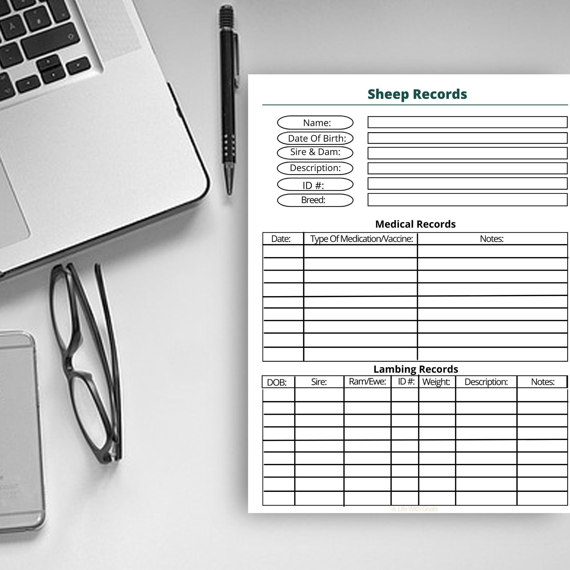 【60％OFF】 Ink Minimal Printable Download Instant | Page Records Sheep アクセサリー