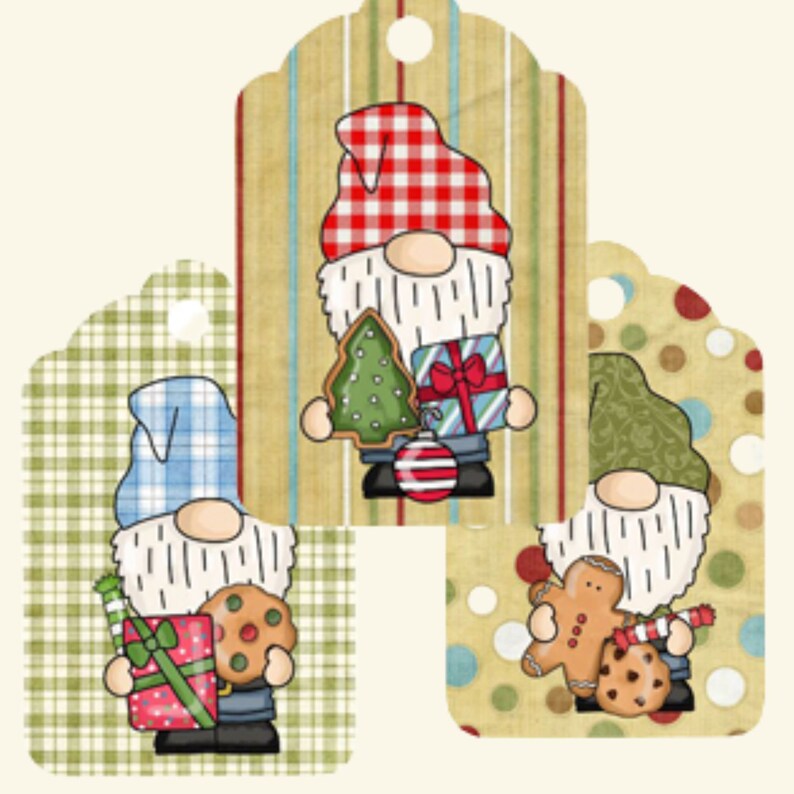 Printable Country Gnome Christmas Gift Tags | Instant Download | 8.5x11 ...