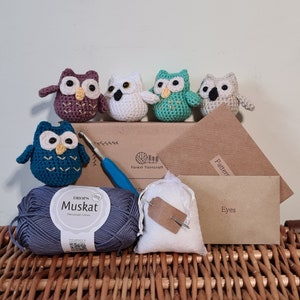 Owl Keyring Crochet Kit to Make Two Different Colour Owls with a Choice of 42 Colours Great for Beginners Tutorial Videos