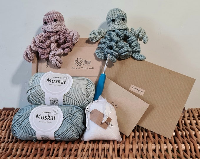 Octopus Crochet Kit with a Choice of 42 Colours Great for beginners Tutorial Videos