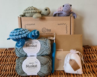 Turtle Crochet Kit with a choice of 42 Colours Great for beginners who like a challenge Tutorial Video Perfect Gift