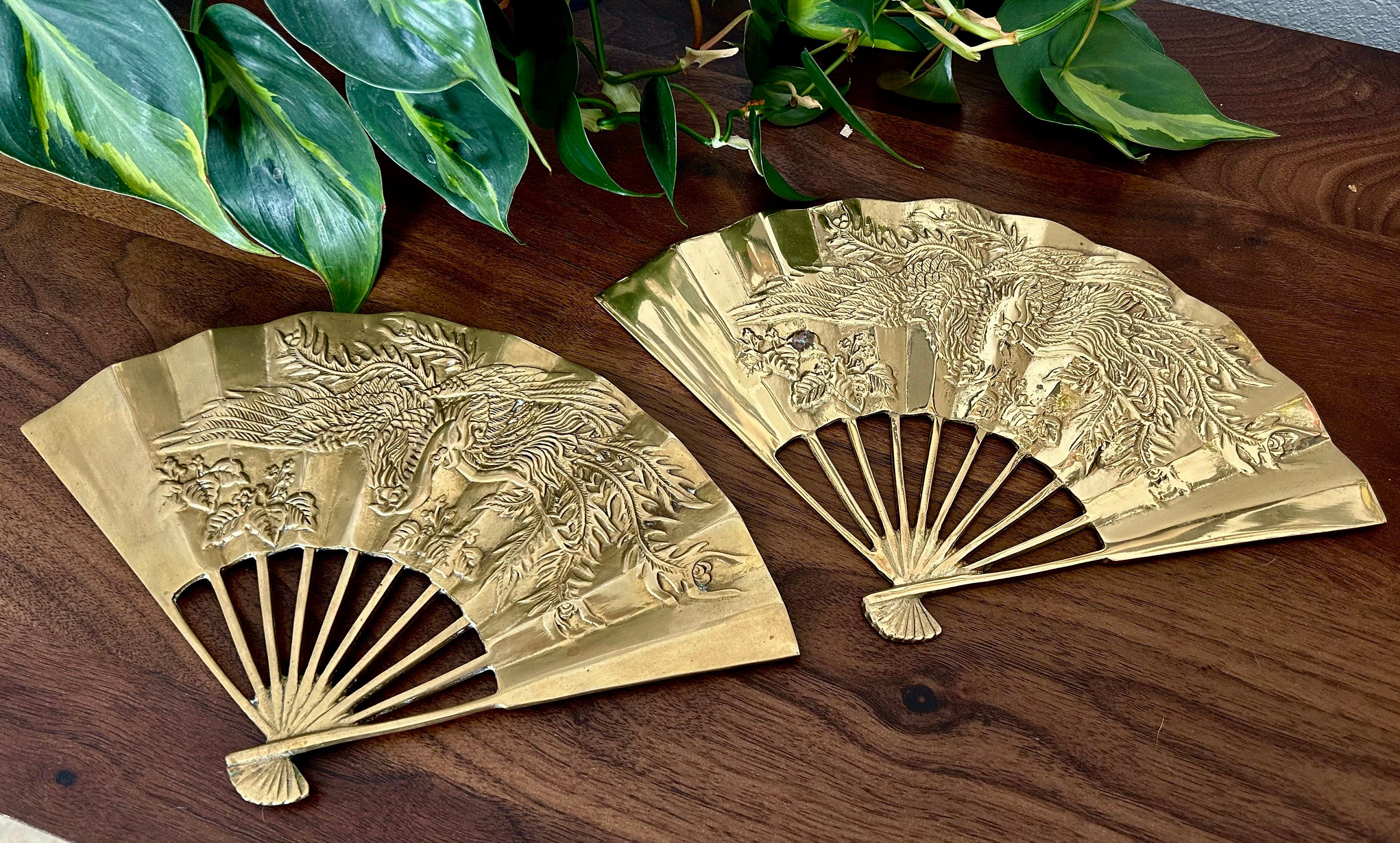 Vintage Brass Ornate Fans - Etsy