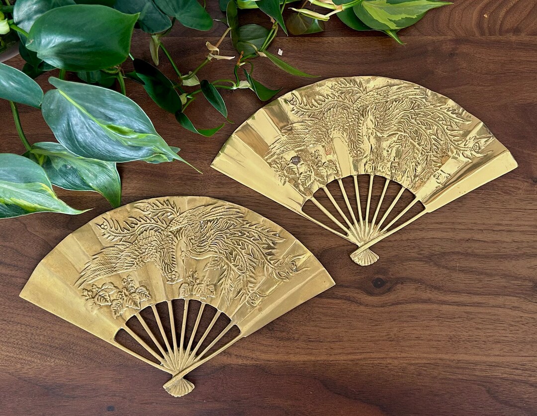 Vintage Brass Ornate Fans - Etsy