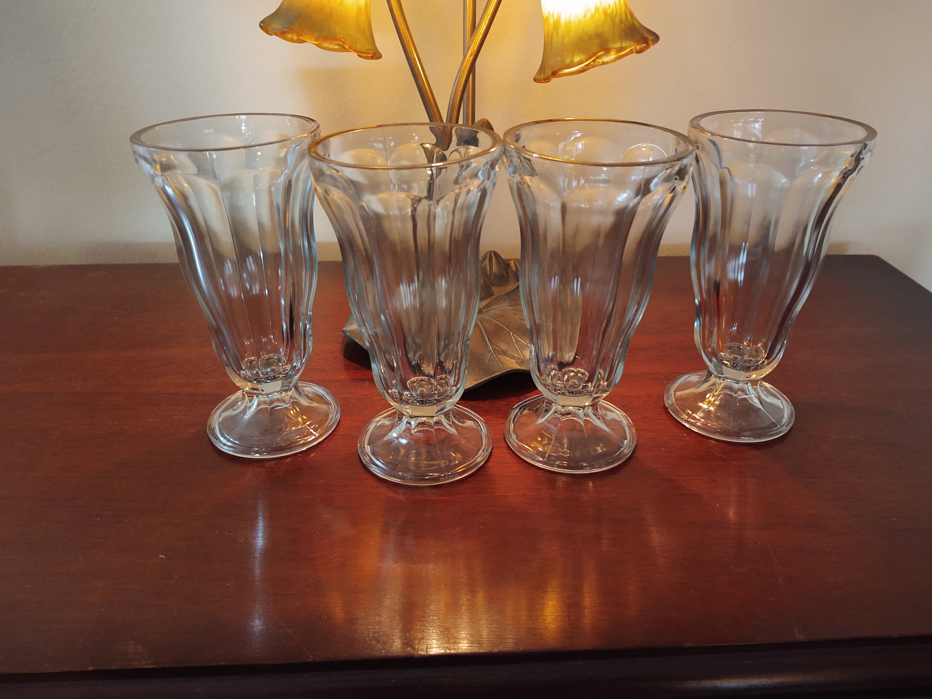 Four New Old Stock Anchor Hocking Ice Cream Soda Glasses Etsy