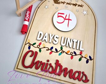 Large Christmas Countdown Sign with Easel and Marker |Santa Countdown |Christmas Sign |Christmas Decor |Christmas Gift |Days Until Christmas