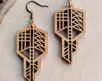Frank Lloyd Wright-Inspired Wood Earrings (Dana-Thomas House 2)