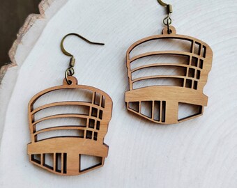 Frank Lloyd-Inspired Wood Earrings (Guggenheim Museum)