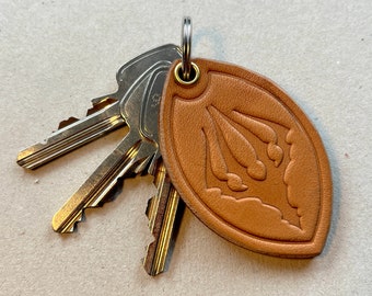 Hollow Knight leather keychain "King's Brand" - Embossed - With eyelet and keyring