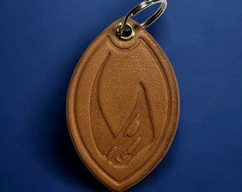 Mandalorian Mudhorn Signet - Handmade Embossed Leather Keychain