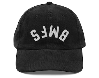 Boné de veludo cotelê vintage com letras bordadas de cabeça para baixo BMFS, Billy Strings Fan Art Apparel