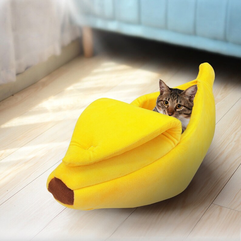 Cute Banana Cat Bed House | Warm Pet Puppy Cushion | Kennel Portable Pet Mat Beds For Cats Kitten | Cat Banana Nest | Banana Cat furniture