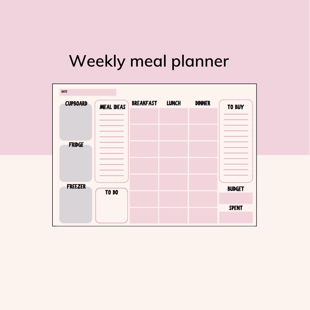 Printable Weekly Meal Planner A4 - Etsy