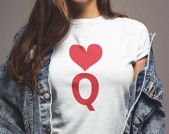 Camiseta de la Reina de Corazones, unisex, manga corta, reina del amor, naipe de la reina, reina de San Valentín, camiseta de la reina, camiseta, camiseta gráfica, camiseta del amor