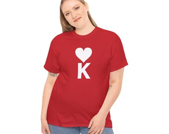 T-shirt Uomo Gildan Heavy &ndash; Re Di Cuori Con Teschio, Cotone Pregiato, Nera