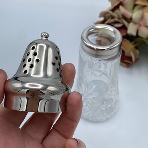 Vintage Cut Glass Sugar Shaker with Silver Plated Lid