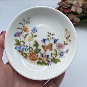 Vintage Aynsley Cottage Garden Fine Bone China Pin Dish  - Manufacturer Established England 1775 - Collectible Aynsley Porcelain